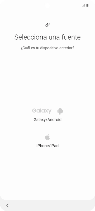 Pulsa el ajuste deseado y sigue las instrucciones de la pantalla para transferir el contenido del otro teléfono.