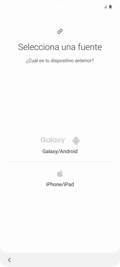 Pulsa el ajuste deseado y sigue las instrucciones de la pantalla para transferir el contenido del otro teléfono.