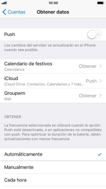 Si desactivas la función, pulsa el ajuste deseado.