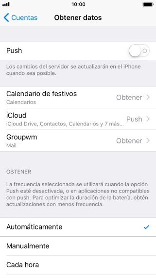 Si desactivas la función, pulsa el ajuste deseado.
