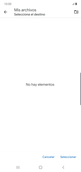 Si deseas crear una nueva carpeta, pulsa el icono de nueva carpeta y sigue las indicaciones de la pantalla para crearla. Si deseas crear una nueva carpeta, pulsa el icono de nueva carpeta y sigue las indicaciones de la pantalla para crearla.