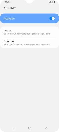 Pulsa el indicador para activar o desactivar el uso de la tarjeta SIM.