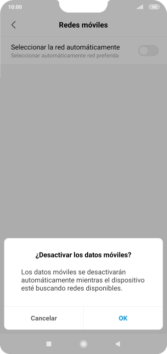 Pulsa OK y espera mientras el teléfono está buscando redes.