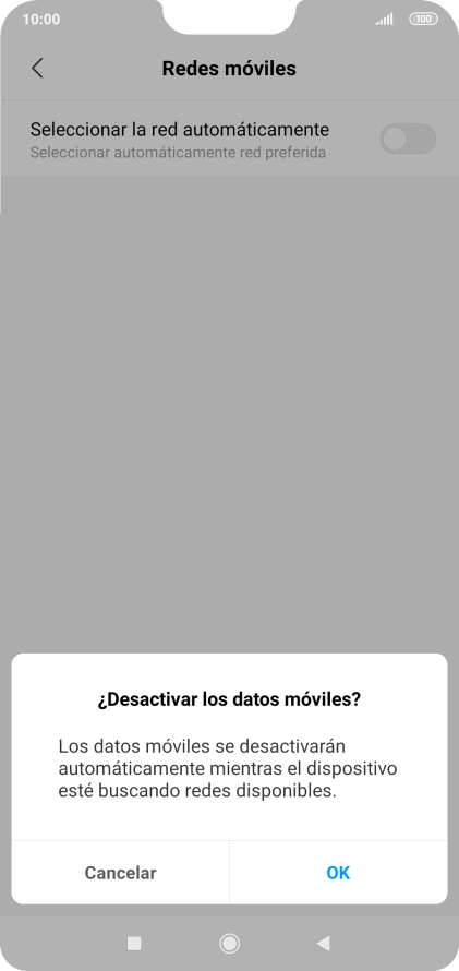 Pulsa OK y espera mientras el teléfono está buscando redes.