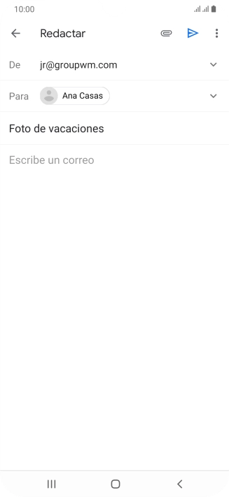 Pulsa en el campo de escritura  y escribe el texto del correo electrónico.