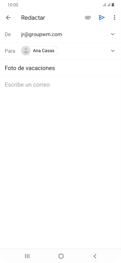 Pulsa en el campo de escritura  y escribe el texto del correo electrónico.