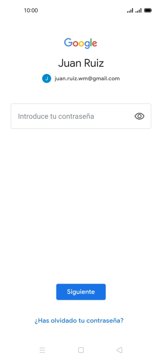 Pulsa Introduce tu contraseña e introduce la contraseña de tu cuenta de Google.