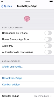 Pulsa Desactivar código e introduce el código de seguridad.