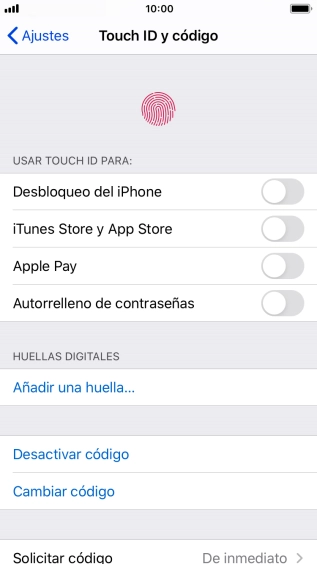 Pulsa Desactivar código e introduce el código de seguridad.