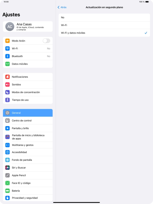 Para desactivar la actualización de apps en ejecución, pulsa No.