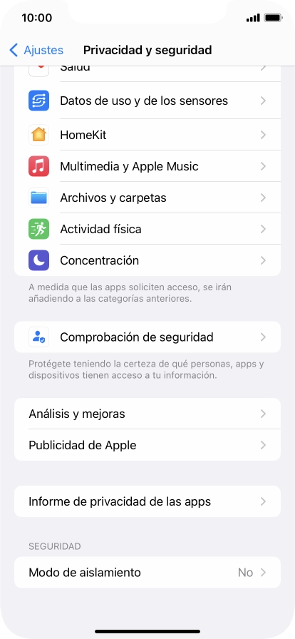Pulsa Informe de privacidad de las apps.