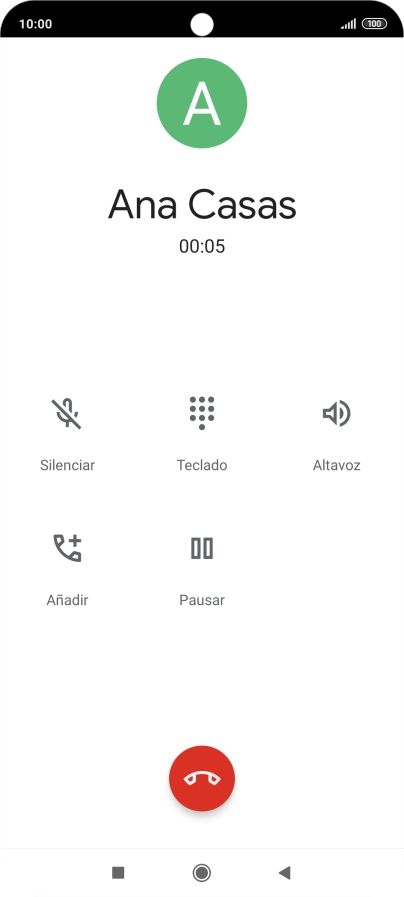 Pulsa el icono de finalizar llamada.