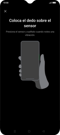 Sigue las indicaciones de la pantalla para crear una huella digital como código de seguridad.