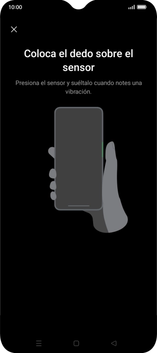 Sigue las indicaciones de la pantalla para crear una huella digital como código de seguridad.