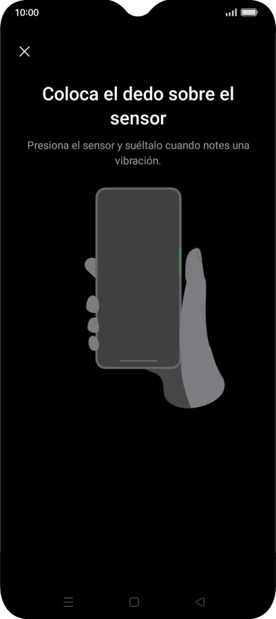 Sigue las indicaciones de la pantalla para crear una huella digital como código de seguridad.