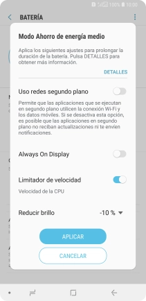 Pulsa APLICAR para activar la función.