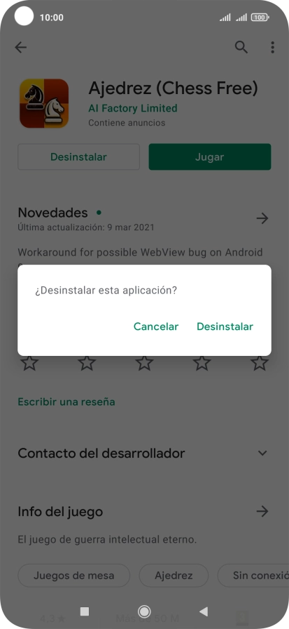Pulsa Desinstalar.
