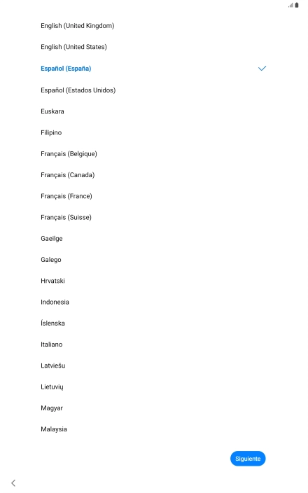 Pulsa el idioma deseado.