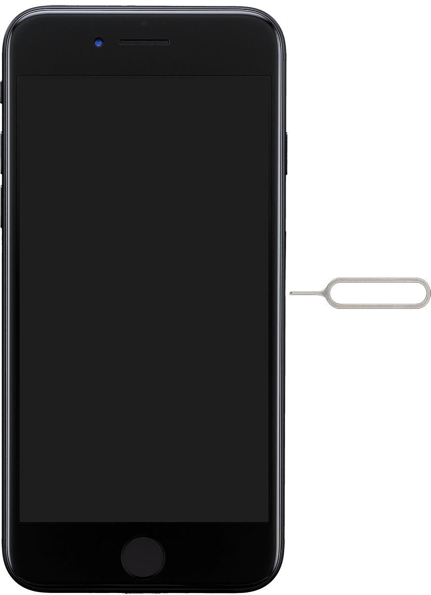 Busca la herramienta de apertura del contenedor de la tarjeta SIM.