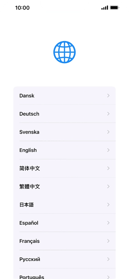 Pulsa el idioma deseado.