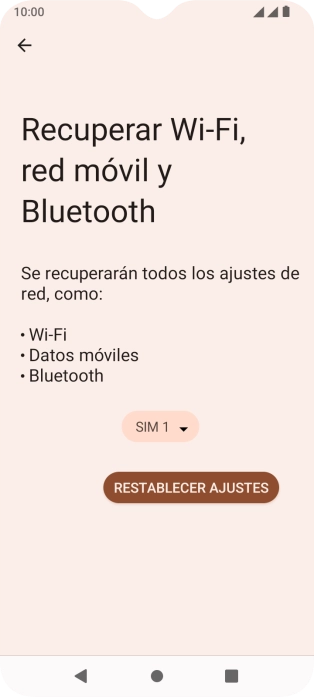 Pulsa RESTABLECER AJUSTES.