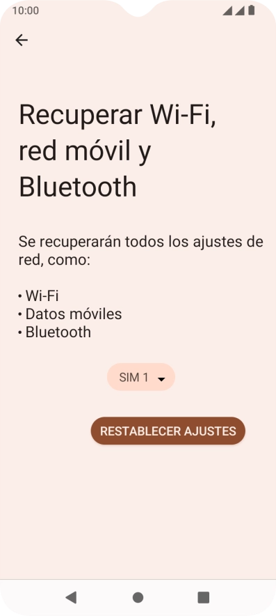 Pulsa RESTABLECER AJUSTES.