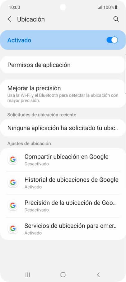 Pulsa Permisos de aplicación.