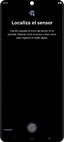 Sigue las indicaciones de la pantalla para crear una huella digital como código de seguridad.