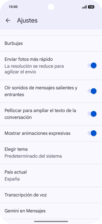 Pulsa Gemini en Mensajes.