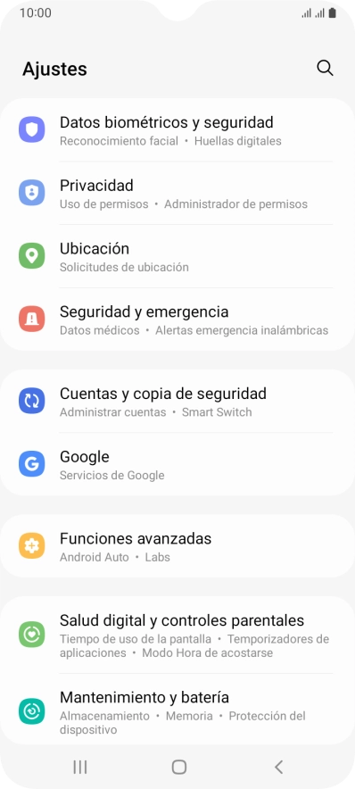 Pulsa Cuentas y copia de seguridad.