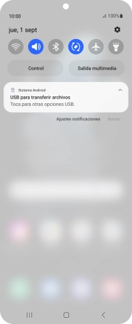 Pulsa Toca para otras opciones USB..
