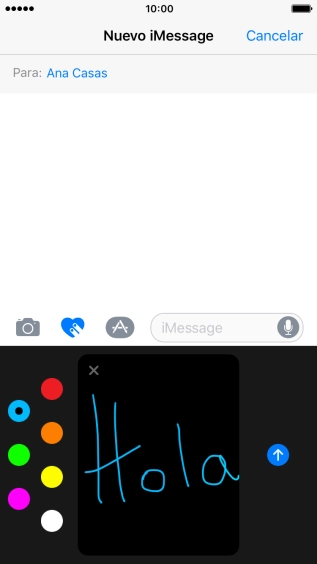 Pulsa el icono de envío cuando termines de escribir el iMessage.