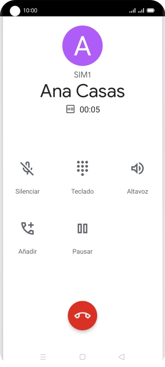 Pulsa el icono de finalizar llamada.