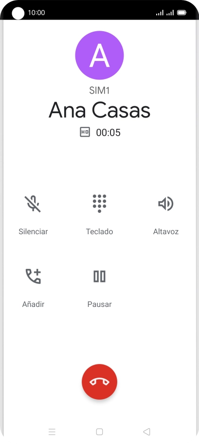Pulsa el icono de finalizar llamada.