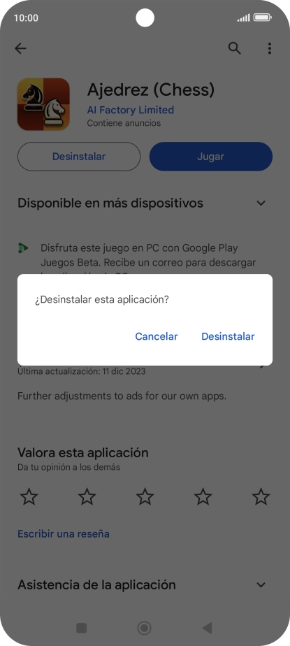 Pulsa Desinstalar.