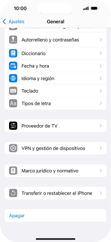 Pulsa Transferir o restablecer el iPhone.