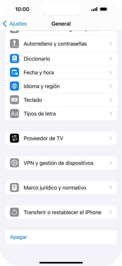 Pulsa Transferir o restablecer el iPhone.