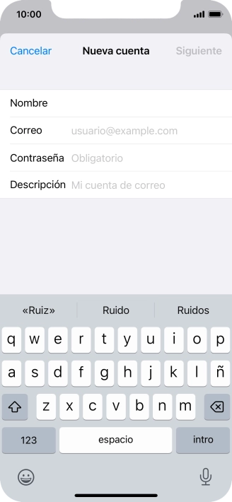 Pulsa Correo e introduce tu dirección de correo electrónico.
