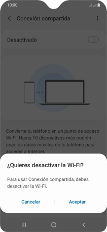 Si la función de wifi está activada, pulsa Aceptar. Si la función de wifi está activada, pulsa Aceptar.