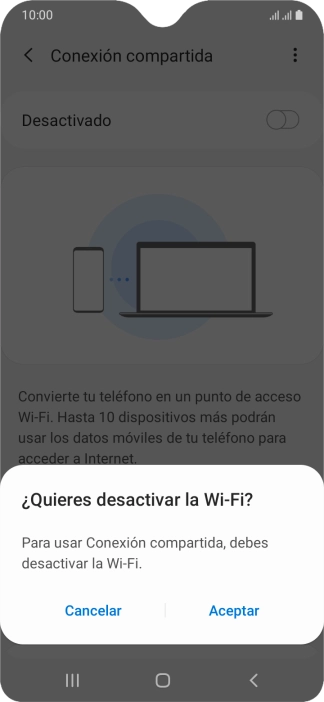 Si la función de wifi está activada, pulsa Aceptar. Si la función de wifi está activada, pulsa Aceptar.
