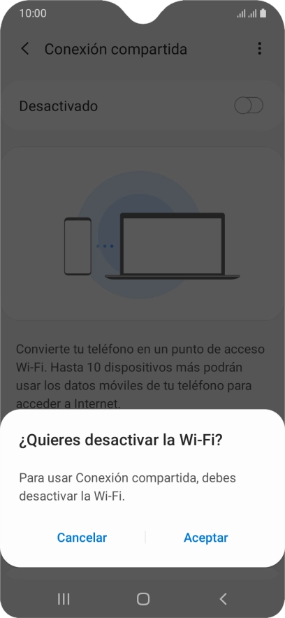 Si la función de wifi está activada, pulsa Aceptar. Si la función de wifi está activada, pulsa Aceptar.