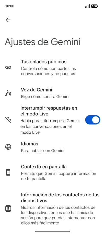 Sigue las indicaciones de la pantalla para seleccionar los ajustes deseados.