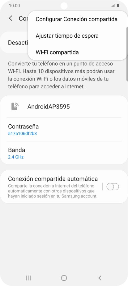 Pulsa Configurar Conexión compartida.