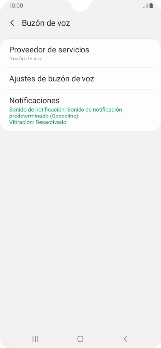 Pulsa Ajustes de buzón de voz.