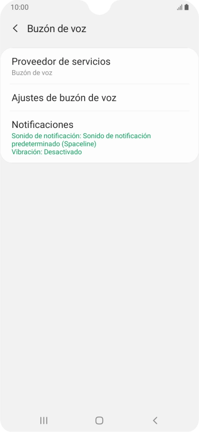 Pulsa Ajustes de buzón de voz.