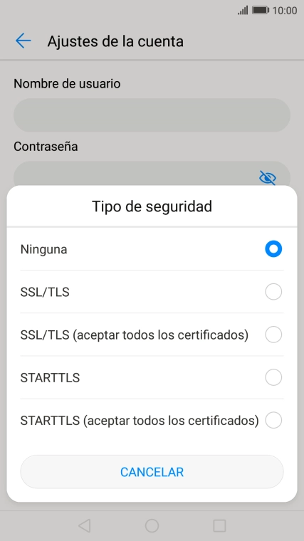 Pulsa Ninguna para desactivar la función.
