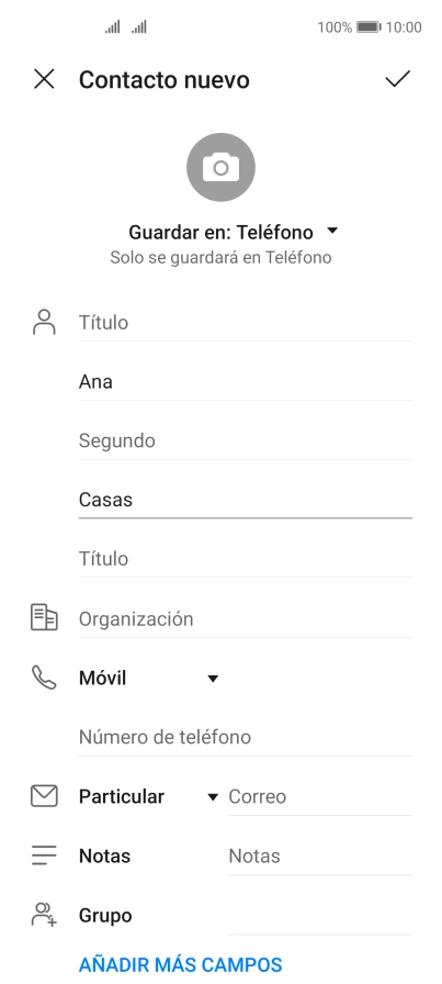 Pulsa Número de teléfono e introduce el número de teléfono deseado.