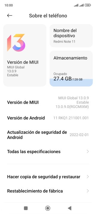 Pulsa Versión de MIUI.