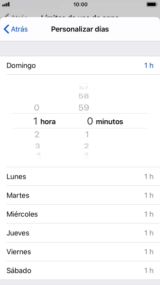 Selecciona el límite de tiempo deseado.