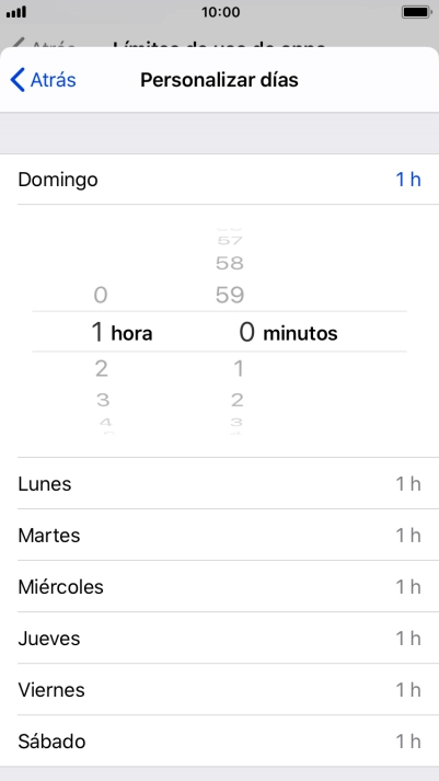 Selecciona el límite de tiempo deseado.